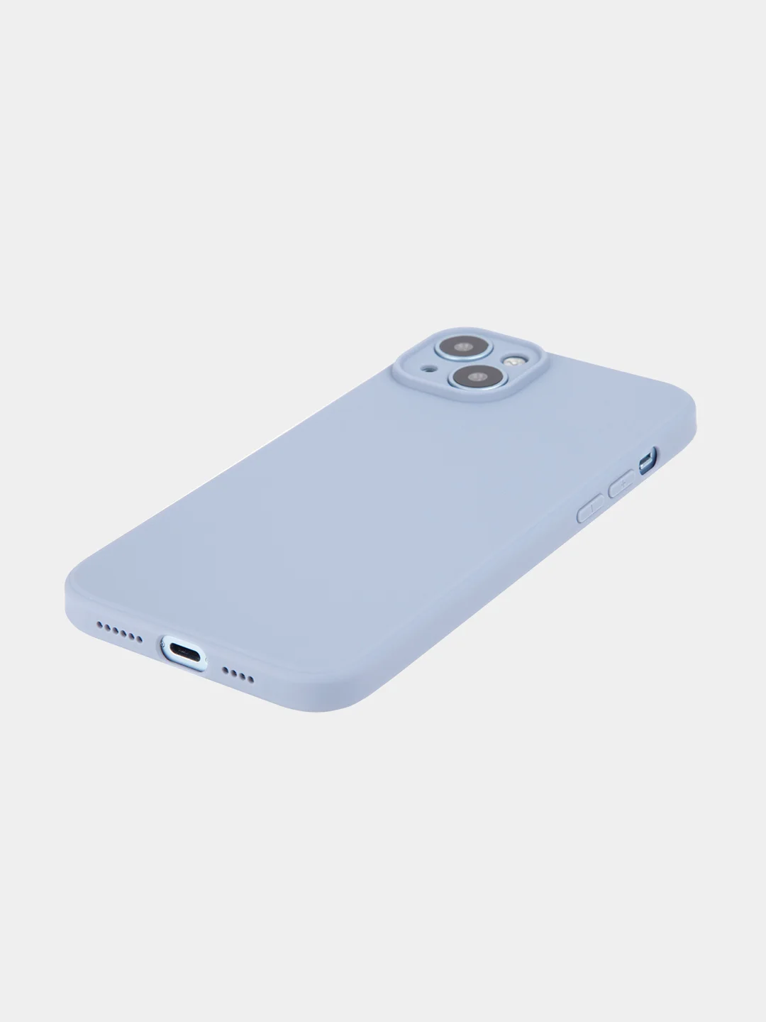 Светло-синий чехол+ стекло для iPhone 15 Plus 15+ силиконовый ROSCO матовый с бортиком- защитой камер