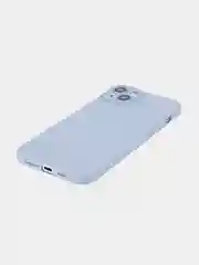Светло-синий чехол+ стекло для iPhone 15 Plus 15+ силиконовый ROSCO матовый с бортиком- защитой камер