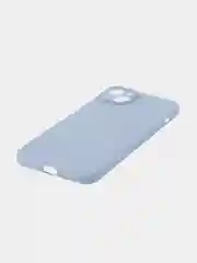 Светло-синий чехол+ стекло для iPhone 15 Plus 15+ силиконовый ROSCO матовый с бортиком- защитой камер