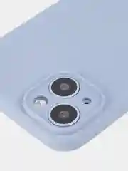 Светло-синий чехол+ стекло для iPhone 15 Plus 15+ силиконовый ROSCO матовый с бортиком- защитой камер