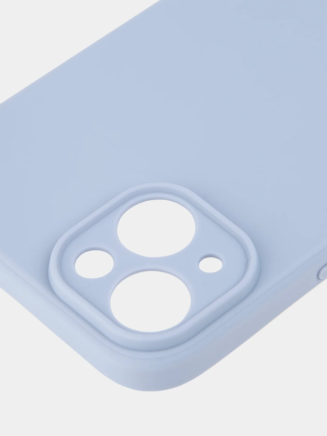 Светло-синий чехол+ стекло для iPhone 15 Plus 15+ силиконовый ROSCO матовый с бортиком- защитой камер