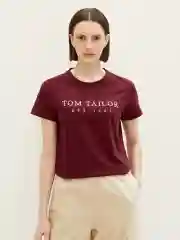 Бордовый футболка женская Tom Tailor хлопковая, с принтом
