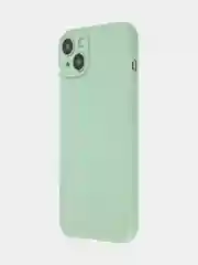Зеленый чехол+ стекло для iPhone 15 Plus 15+ силиконовый ROSCO матовый с бортиком- защитой камер