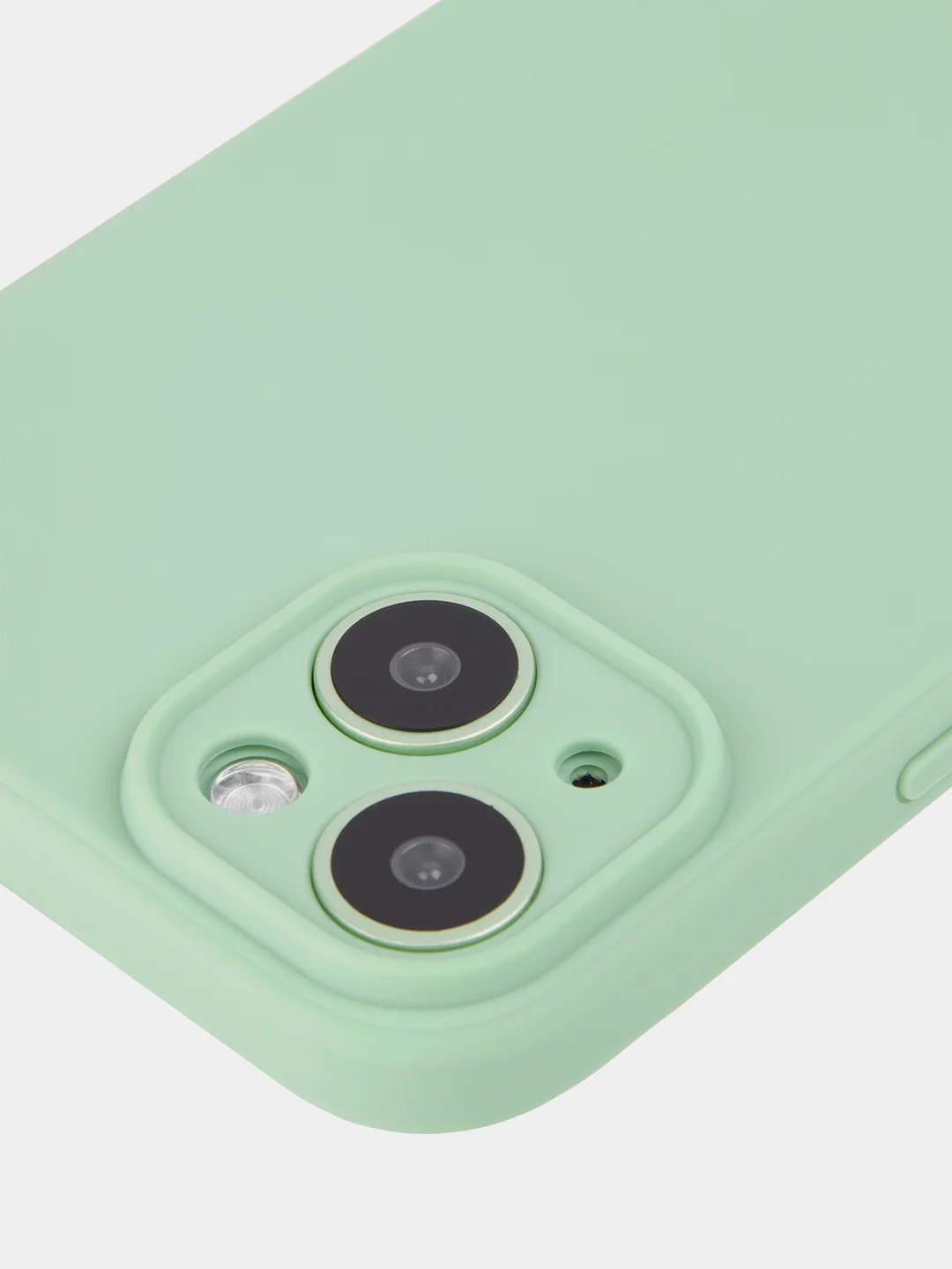 Зеленый чехол+ стекло для iPhone 15 Plus 15+ силиконовый ROSCO матовый с бортиком- защитой камер