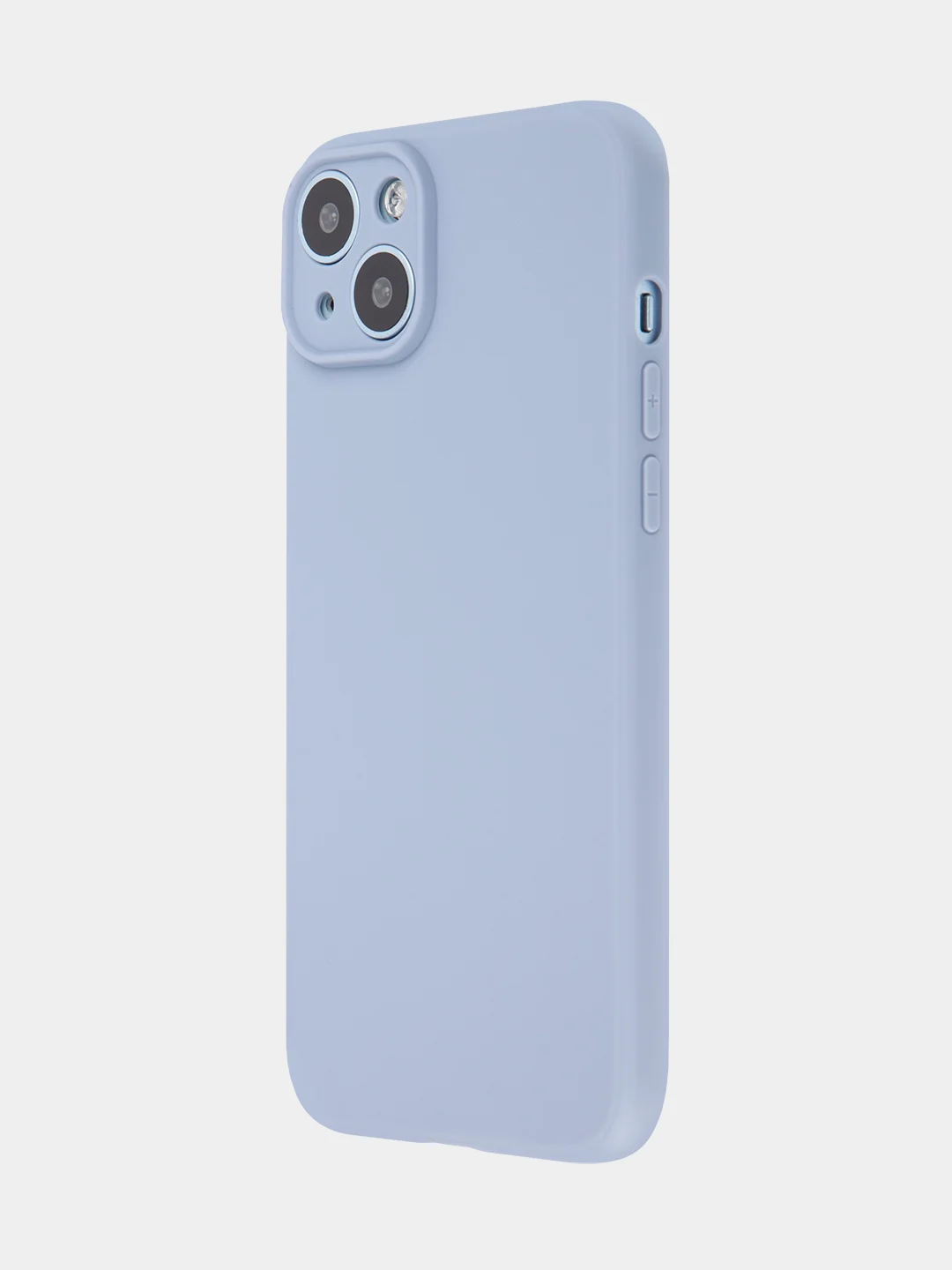Светло-синий чехол для iPhone 15 силиконовый BROSCORP матовый/ прозрачный тонкий c защитой камер бортик
