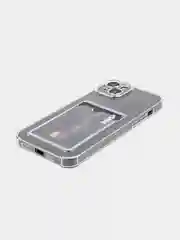 Прозрачный чехол для iPhone 15 противоударный силиконовый ROSCO с карманом для карт усиленными углами
