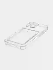 Прозрачный чехол для iPhone 15 противоударный силиконовый ROSCO с карманом для карт усиленными углами