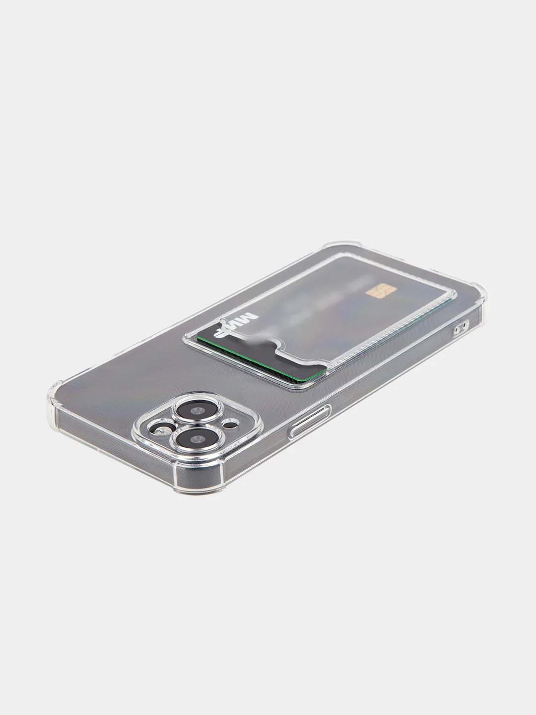 Прозрачный чехол для iPhone 15 противоударный силиконовый ROSCO с карманом для карт усиленными углами