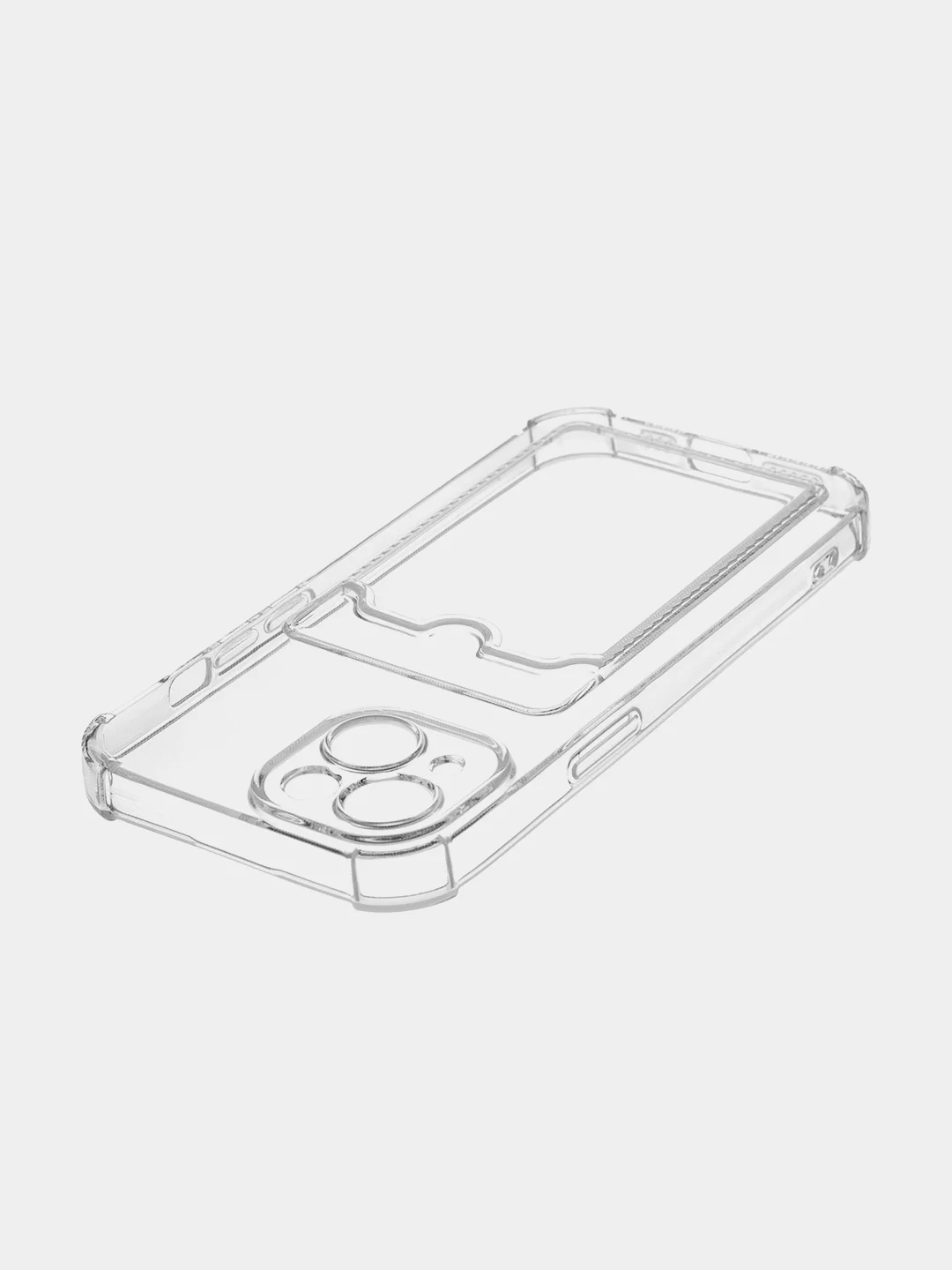 Прозрачный чехол для iPhone 15 противоударный силиконовый ROSCO с карманом для карт усиленными углами