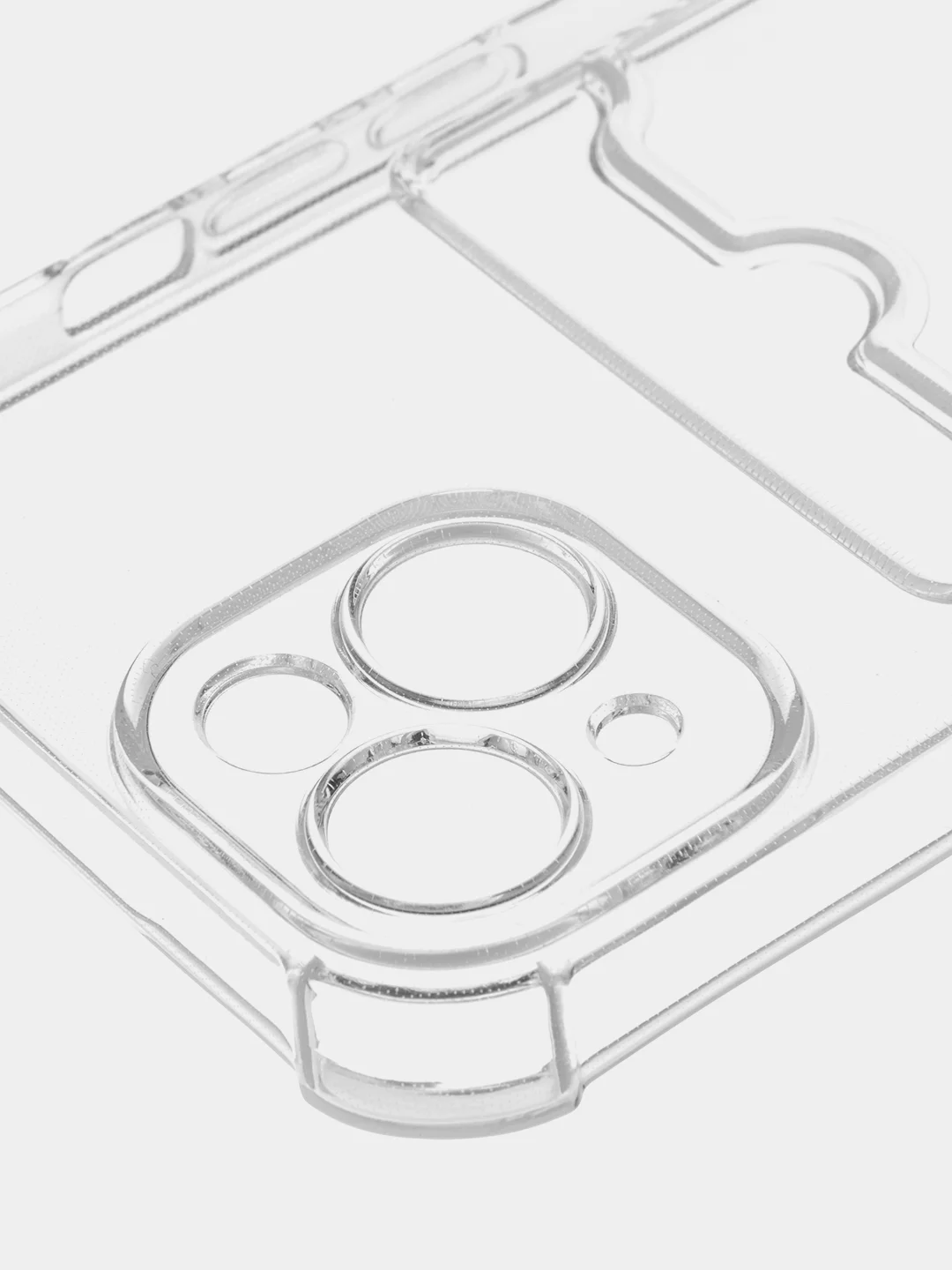 Прозрачный чехол для iPhone 15 противоударный силиконовый ROSCO с карманом для карт усиленными углами
