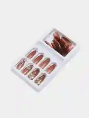 Коралловый меланж накладные ногти с дизайном