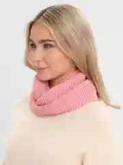Кораллово-розовый женский шарф-снуд, вязаный