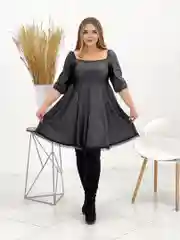 Черный платье женское из кожзама,  46-48