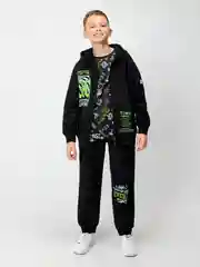Брюки-джоггеры для мальчика ACOOLA из футера с начесом посадки comfort с принтом на передних деталя