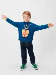 Синий свитшот для мальчика ACOOLA из футера с начесом на изнанке, посадка сomfort