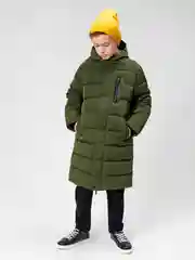 Зеленый куртка -пальто для мальчика ACOOLA утеплённое стеганое с капюшоном д из водонепроницаемой ткани