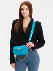 Голубой сумка на плечо, кросс-боди, стёганая, маленькая