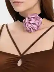 Фиолетовый чокер с цветком на шею, с розой