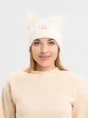 Белый шапка женская, с ушками, вязаная