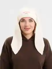 Слоновая кость шапка женская, с ушками, вязаная