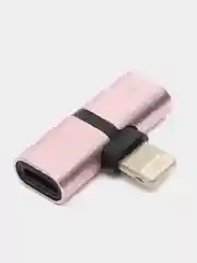 Сиреневый разветвитель Lightning 2в1 зарядное устройство и разъем для наушников