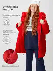 Зеленый куртка для девочки ACOOLA утеплённая, стеганая  с капюшоном из водонепроницаемой ткани