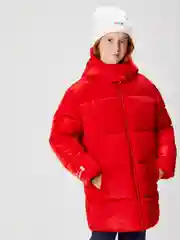 Красный куртка для девочки ACOOLA утеплённая, стеганая  с капюшоном из водонепроницаемой ткани