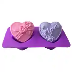 Силиконовая форма, молд "Сердечки Love" для изготовления мыла, форма 2 в 1