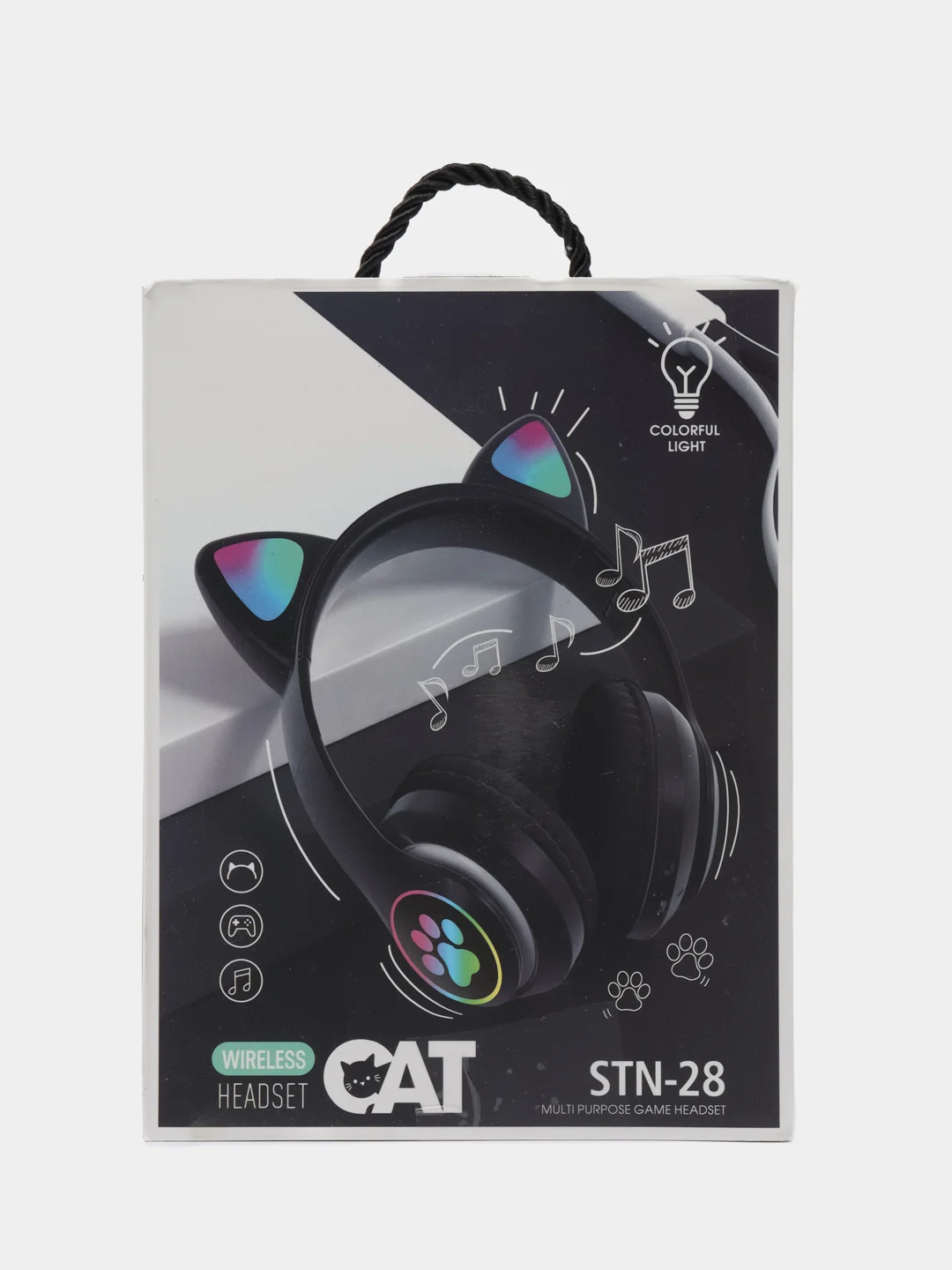 Синий наушники детские Cat Ear беспроводные, светящиеся, с ушками