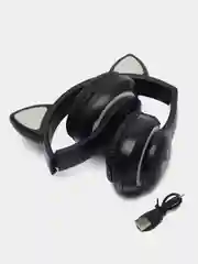 Синий наушники детские Cat Ear беспроводные, светящиеся, с ушками