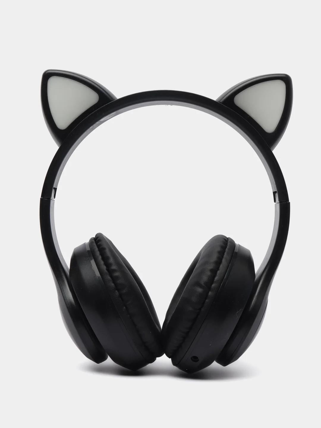 Черный наушники детские Cat Ear беспроводные, светящиеся, с ушками