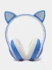 Синий наушники детские Cat Ear беспроводные, светящиеся, с ушками