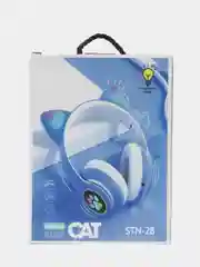Синий наушники детские Cat Ear беспроводные, светящиеся, с ушками