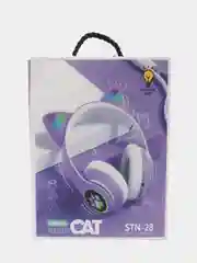 Лавандовый наушники детские Cat Ear беспроводные, светящиеся, с ушками