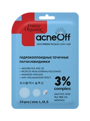 AcneOff точечные патчи-невидимки от прыщей, с салициловой кислотой и ментолом, 24 штуки