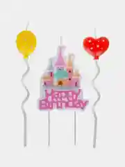 Розовый набор свечей для торта "HAPPY BIRTHDAY", 16 см