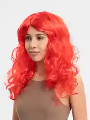Красный парик карнавальный длинный кудрявый