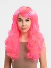 Фуксия парик карнавальный длинный кудрявый