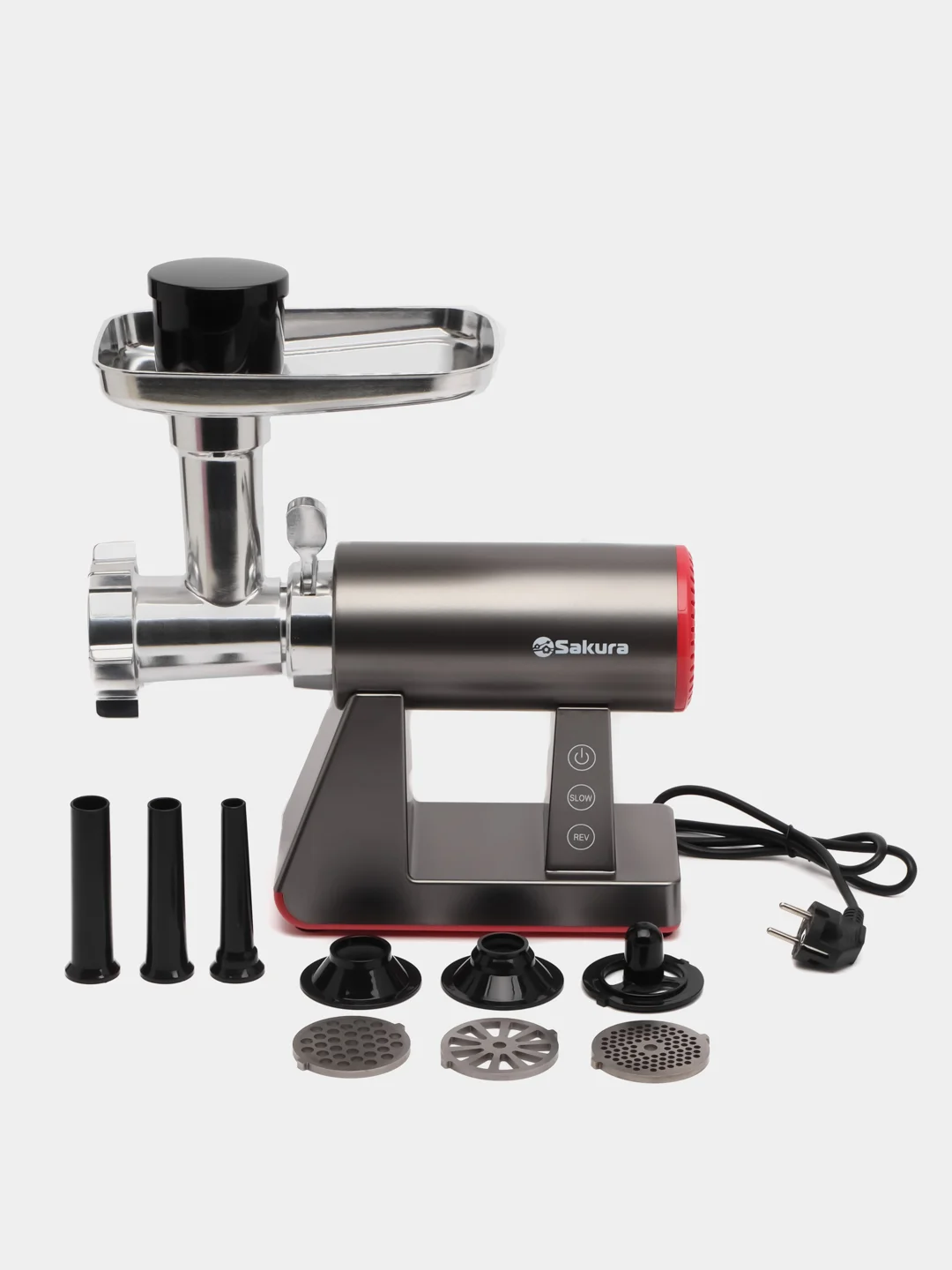Мясорубка Sakura SA-6427G Premium 2400Вт реверс, две скорости, комплекта насадок