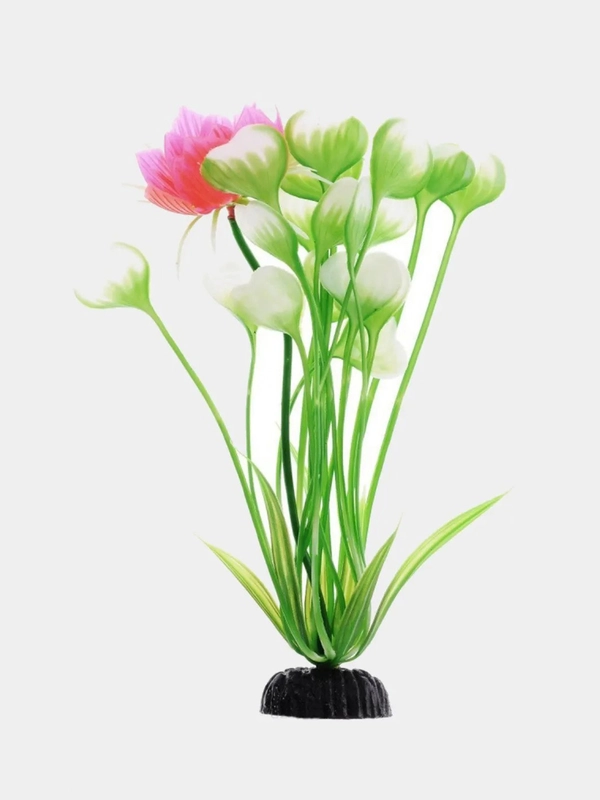 Растение для аквариума Plant 018 "Кувшинка зелёная с цветком", высота 20 см