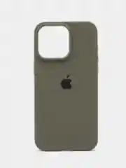 Оливковый чехол Silicone Case для iPhone 15, 15 Plus, 15 Pro, 15 Pro Max, Ultra с закрытым низом