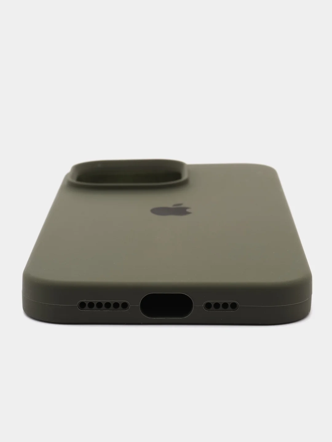 Оливковый чехол Silicone Case для iPhone 15, 15 Plus, 15 Pro, 15 Pro Max, Ultra с закрытым низом