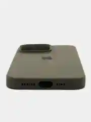 Оливковый чехол Silicone Case для iPhone 15, 15 Plus, 15 Pro, 15 Pro Max, Ultra с закрытым низом