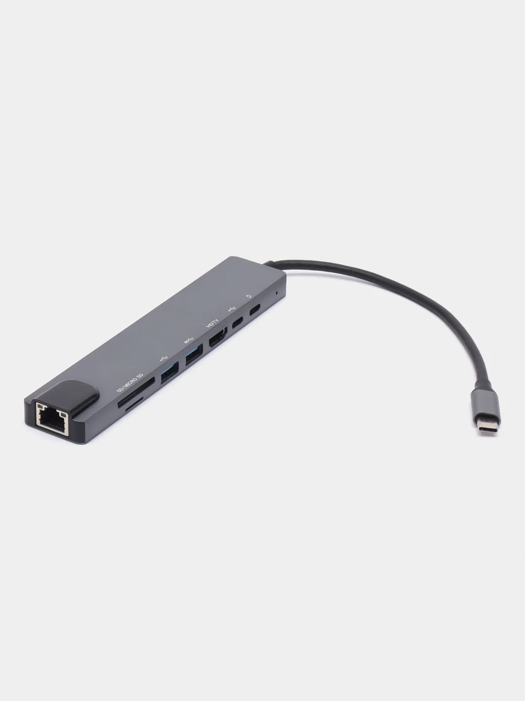 Концентратор - хаб 8 в 1 / RG45 + HDMI + USB 3/2.0 + USB Type-C + PD + SD + TF