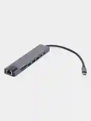 Концентратор - хаб 8 в 1 / RG45 + HDMI + USB 3/2.0 + USB Type-C + PD + SD + TF