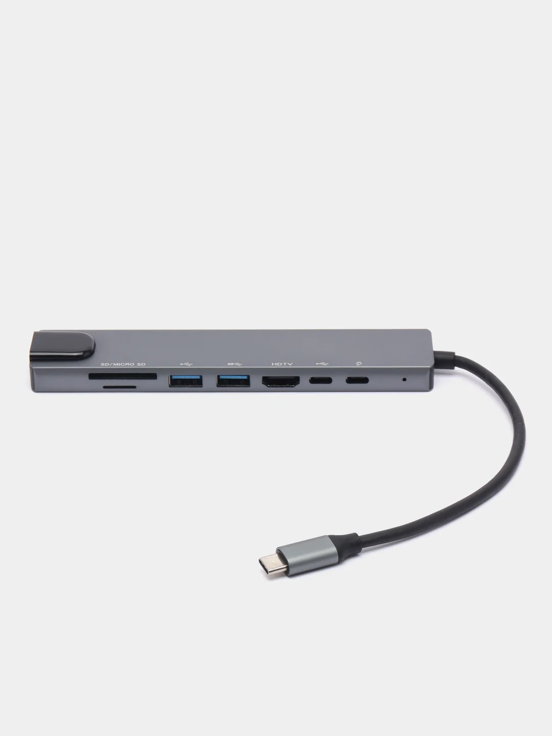 Концентратор - хаб 8 в 1 / RG45 + HDMI + USB 3/2.0 + USB Type-C + PD + SD + TF