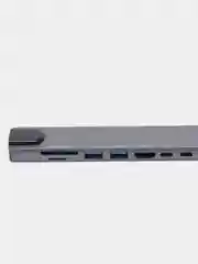 Концентратор - хаб 8 в 1 / RG45 + HDMI + USB 3/2.0 + USB Type-C + PD + SD + TF