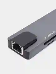Концентратор - хаб 8 в 1 / RG45 + HDMI + USB 3/2.0 + USB Type-C + PD + SD + TF