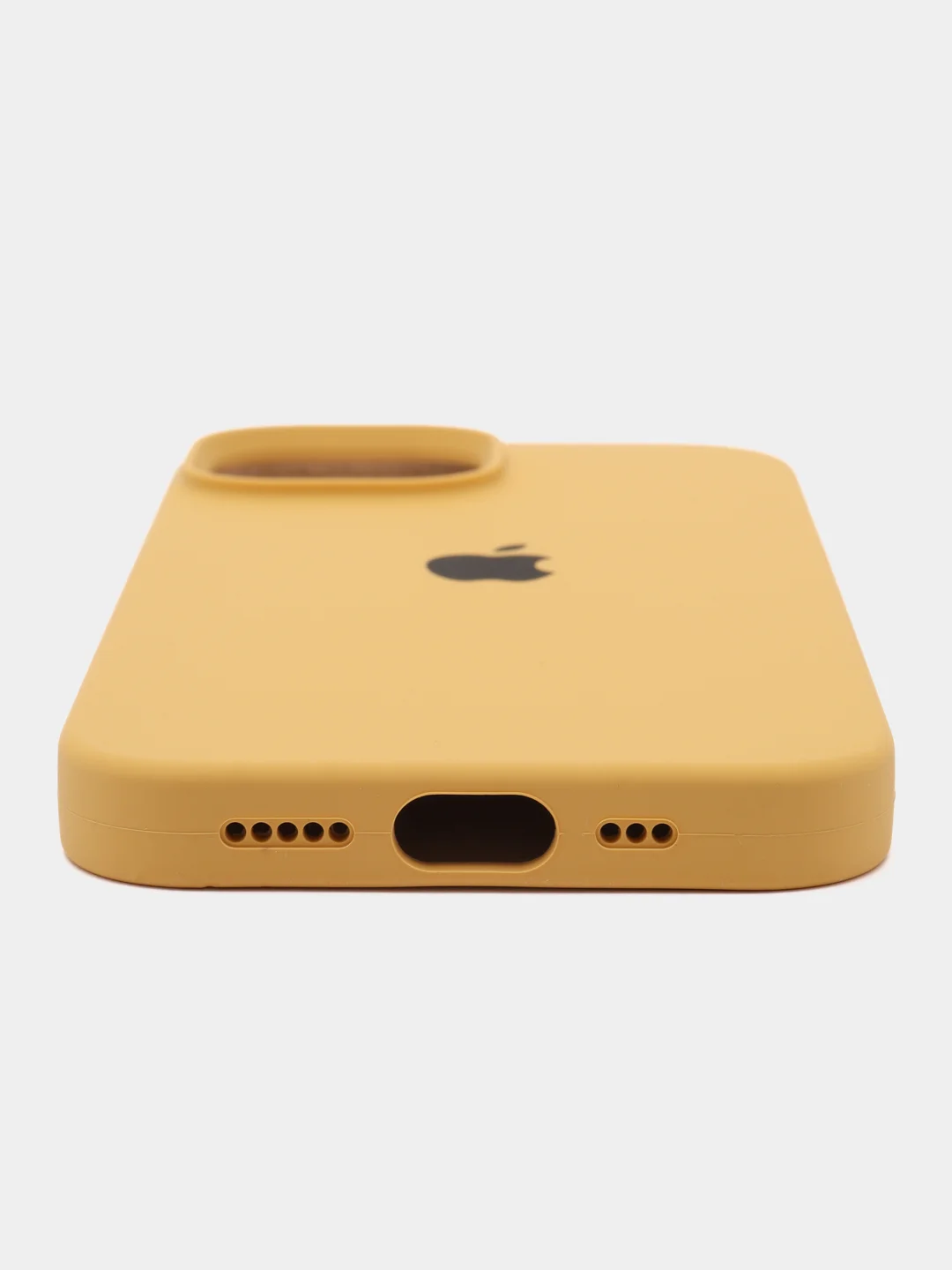 Горчичный чехол Silicone Case для iPhone 15, 15 Plus, 15 Pro, 15 Pro Max, Ultra с закрытым низом