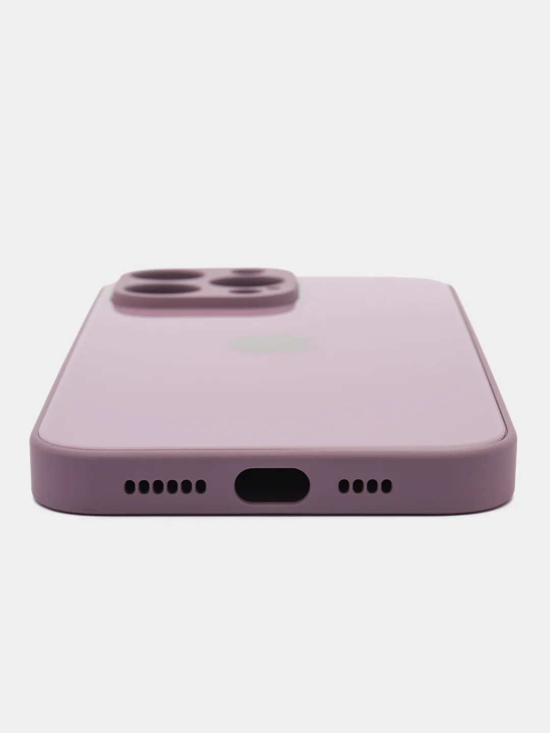 Пурпурный силиконовый чехол на iPhone 14, 14 Plus, 14 Pro, 14 Pro Max, со стеклянной панелью
